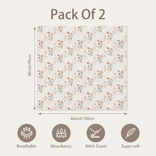 GLLQUEN BABY Muslin Swaddle Blankets,2-Pack Receiving Blankets for Newborn Boys and Girls,Baby Swaddle Blanket Unisex,Summer Baby Blanket,Baby Essentials, Registry & Gift, 40 x 38 inches - Thumbnail 5