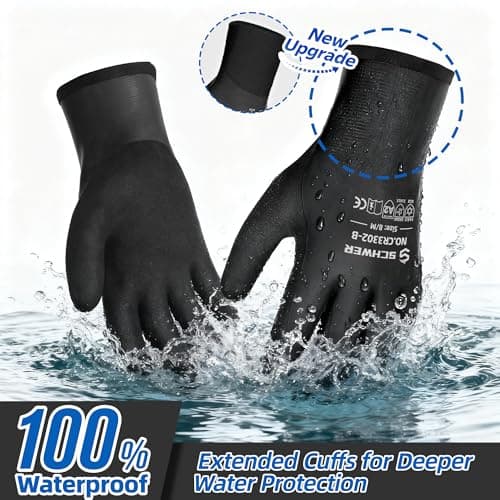 Schwer 2 Pairs 100% Waterproof Winter Work Gloves, ANSI A2 Cut Resistant Freezer Gloves for Outdoor Cold Weather Keep Hands Warm, Thermal Insulated Gloves for Shoveling Snow, Ice Fishing, XXL - Thumbnail 3