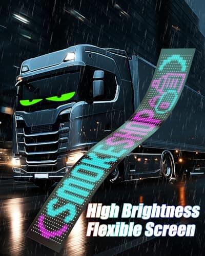 Devil Eyes Light for Windshield: 35.4"x7.6" LED Eyes Sign with APP & Remote Control - 5V USB Programmable Digital Lighting Display, LED Lights for Trucks - Thumbnail 5