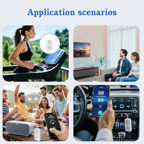 2026 Upgraded Airplane Bluetooth 5.4 Adapter with aptX Adaptive, ElecMoga Airplane Travel Essentials Supports 2 AirPods or Headphones, 2-in-1 AUX Wireless Transmitter Receiver for Gym, TV, Car, White - Thumbnail 5