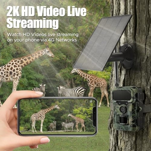 WIMIDING Cellular Trail Camera Solar, 4G LTE Game Cameras 64MP 2K HD Live Streaming,Night Vision Outdoor Camera,Rechargeable Wildlife Camera Deer Cams for Backyard（64GB TF Card Included - Thumbnail 3