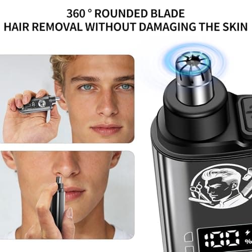 hair clippers for man with an LED display, a 4-piece cordless grooming set that includes hair clippers, T-shaped trimmer,double-layer foil razor, and a nose hair trimmer—a complete home grooming set - Thumbnail 4