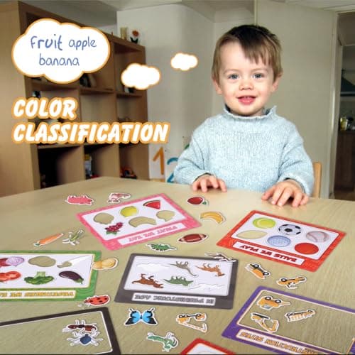 Magnetic Sorting Toys,10Pcs Refrigerator Magnets for Kids, Animals Food Car Magnetic Category Recognition for Kids Learning Fine Motor Skills Boys Girls - Thumbnail 5