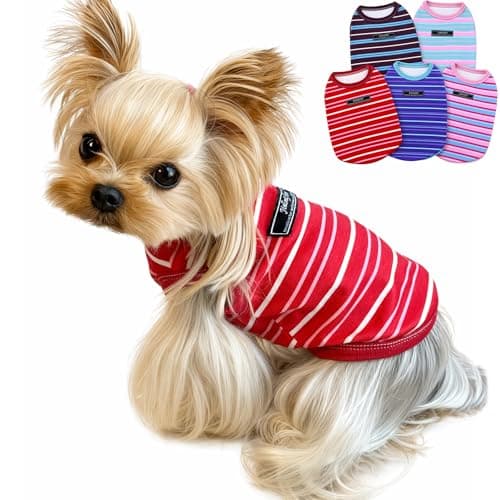 Jialinifery Soft Striped Dog Shirt, Cozy Warm pet Vest for Small Medium Dogs, Classic Puppy cat Clothes for Indoor Outdoor Outfits