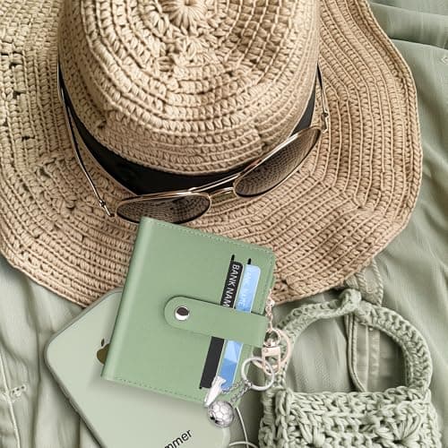 Airkit Small Wallets Woman RFID Blocking Leather Credit Card Holder - with ID Window - Card Wallets for Women - with Zipper Coin Purse - Keychain Wallet - Thumbnail 6