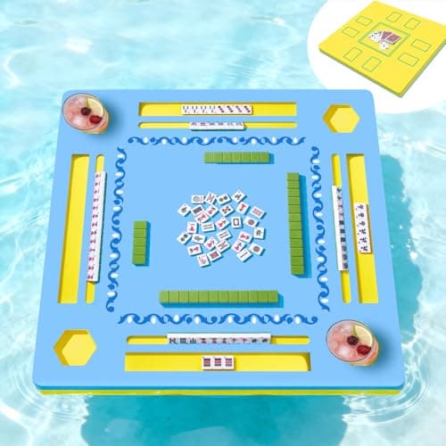 Floating Mahjong Table for Pool, 2-IN-1 Waterproof Floating Game Table for Mahjong Card Games Dominoes Poker, Adults Floating Board Pool Game Tray for Hot Tub Lake Beach Summer Pool Party Gift - Image 1