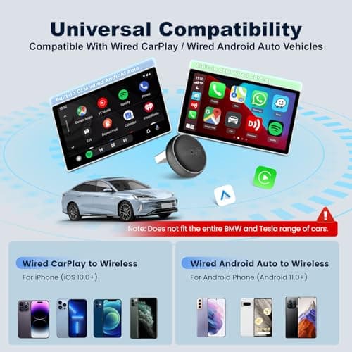Carlinkit Mini Ultra Wireless CarPlay & Android Auto Adapter, Convert Factory Wired to Wireless, USB-A/USB-C Fast Connection for iPhone & Android 11+, Plug & Play Car Play Dongle, OTA Upgrade - Thumbnail 4