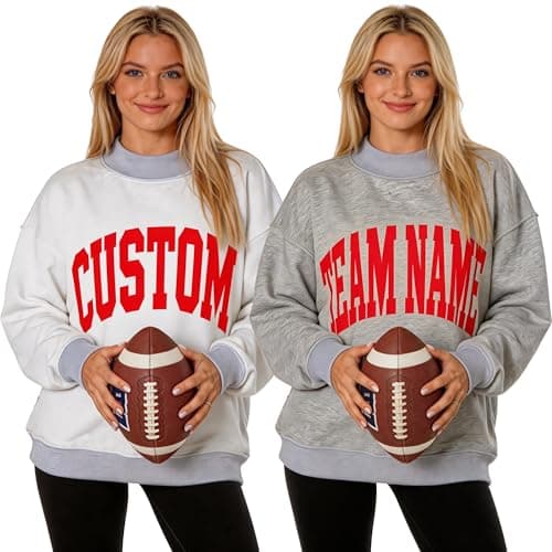ROSLILY Personalized Reversible Mock Neck Sweatshirts Womens Oversized Pullover Custom College Team Mockneck Game Day Mock Neck Football Sweatshirt For Sports Lover College Student - Image 1