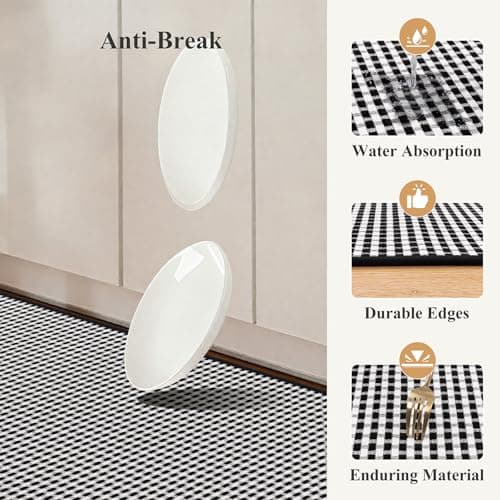 HEBE Kitchen Rugs Sets of 2 Non Slip Washable,20"x59"+20"x32" Cushioned Rubber Kitchen Mats for Floor,Stain Resistant Kitchen Carpet Runner Rug for Hallways, Front of Sink, Laundry - Thumbnail 6