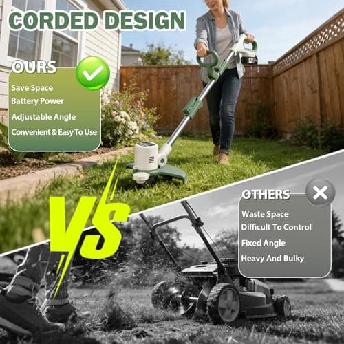 Boltarc 21V 3-in-1 Cordless Weed Wacker Eater-Weeding/Trimming/Lawn Mower, with 8 Replace Auto Line Feed, Electric Grass Trimmer for Garden, Lawn, 120 Mins of Non-Stop (2x4.0 mAh Battery Included) - Thumbnail 6