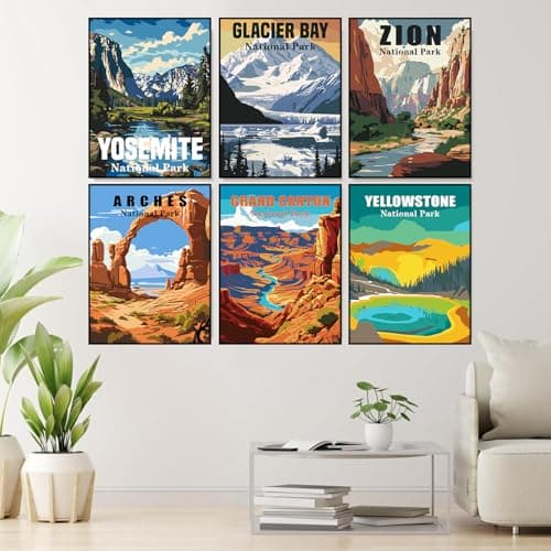 igoodom 6 Pack Paint by Numbers for Adults, 25x35cm DIY Acrylic Canvas Painting Kit, National Park Paint by Number Set for Beginners & Home Wall Decor - Thumbnail 4