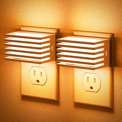 JandCase Amber Night Light, Night Lights Plug into Wall with Dusk to Dawn Sensor, Dimmable Plug in Night Light, Adjustable Brightness, [2 Pack] Amber Nightlight for Bedroom Bathroom Hallway - Image 1