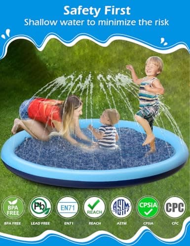 Kids Dog Splash Pad Sprinkler - Jasonwell Non Slip Dog Sprinkler Pad Splash Pool Puppy Dogs Pool Summer Outdoor Water Toys Backyard Durable Splash Pad for Toddlers Kids Small Medium Large Dogs Pet - Thumbnail 3