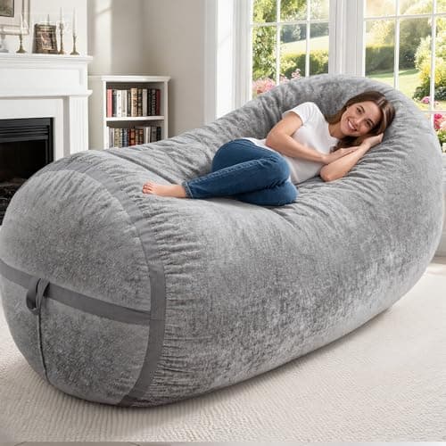 Homguava 6FT Bean Bag Chair Giant Bean Bag Chairs for Adults with Memory Foam Filled,Beanbag Chair with Soft Faux Fur Cover,Comfy Bean Bag Sofa Lounger for Living Room,Game Room,Bedroom - Image 1