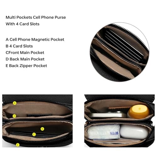 Kiss Sea RFID Small Crossbody Purses for Women Cell Phone Purse with Adjustable Strap RFID Blocking Credit Card Slots Black - Thumbnail 6