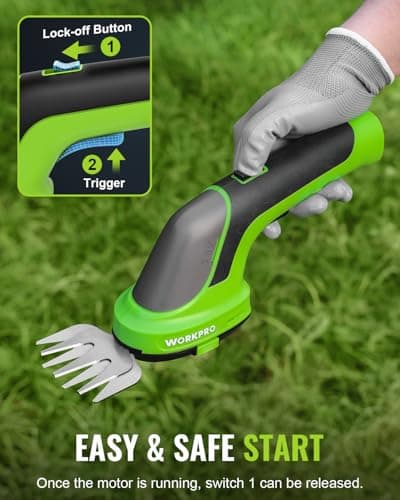 WORKPRO 3.6V Hedge Trimmer Cordless, 2-in-1 Electric Hedge Trimmer & Grass Cutter with 4.0Ah Removable Battery & Type-C Cable, Lightweight Bush Trimmer for Lawn & Garden - Thumbnail 6