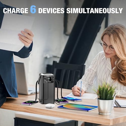 Portable Power Station 99Wh 27000mAh Portable Charger Power Bank with Camping Light 22.5W Fast Charging QC 3.0 PD Built in Cables Outdoor Generator for Hiking Fishing Travel - Thumbnail 4