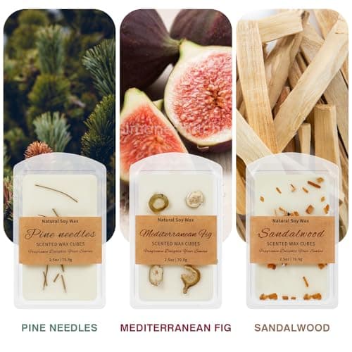 STRN Wax Melts Dried Floral Essential Oil Wax Cubes, Botanical Fragrance Natural Soy Wax, Pine Needles, Sandalwood, Mediterranean Fig (3x2.5 oz), Long-Lasting Scent for Wax Warmers, Home, Yoga, Gifts - Thumbnail 2