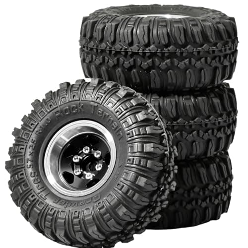 RcThjia 1.0 Beadlock Wheel Soft Tire Set RC Upgrade Part for Traxxas 1/18 TRX4M 1/24 RC Crawlers car Axial SCX24 FMS FCX24 Gladiator Bronco C10 JLU Deadbolt B17 Upgrade.(4Pcs/Set) - Thumbnail 6