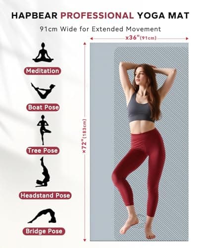 HAPBEAR Large Yoga Mat - 72"x36" Extra Wide Exercise Mat - 1/4" Thick Dual Color PVC | Anti-Slip Surface & High Cushioning - Ideal for Yoga, Pilates & Home Workouts - Bonus Mesh Bag - Thumbnail 2