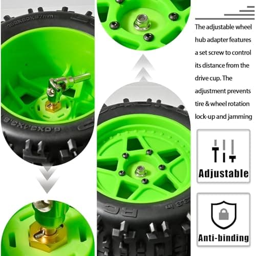 Fraizoe RC Aluminum 12mm Hex Wheel Hub 4Pcs w/Axle Pin M4 Flange Lock Nut Standard M3 M4 Nut 7mm Thickness Wheel Drive Adapter for 1/10 Traxxas HSP Redcat Rc4wd Tamiya Axial SCX10 WLtoy RC Car(25Pcs) - Thumbnail 3