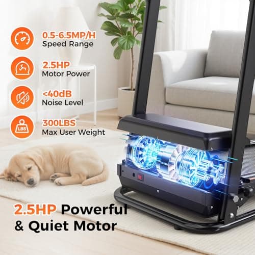 Lastforever Walking Treadmills with Extended Handrails, 2.5HP Quiet Motor, Heart Rate Monitor, 310 lbs Capacity, Treadmill for Seniors, Recovery & Home Jogging - Thumbnail 5