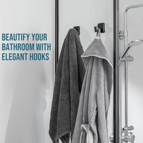 TAILI Thickened 304 Stainless Steel Bathroom Suction Hook for Towel, Loofah, Bathrobe, Patented Strong Suction Cup Holder, Damage-Free Hanging Glass Shower Wall Hook, Hold Up to 11 Lbs, 2 Pack, Black - Thumbnail 4