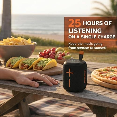 Musibaby Bluetooth Speaker, Portable Waterproof Wireless Speaker with 20W Loud Sound, 25H Playtime, FM Radio, USB/TF/AUX, Stereo Pairing and Carry Loop for Indoor Outdoor Use, M73（Black - Thumbnail 3