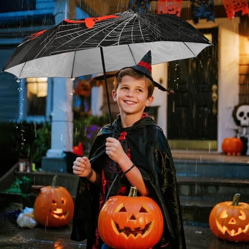 Natuquebrela Compact Foldable Automatic Umbrella - Portable Travel Umbrella for Rain Sturdy Windproof Lightweight Umbrellas Unique Halloween Decorations - Thumbnail 2