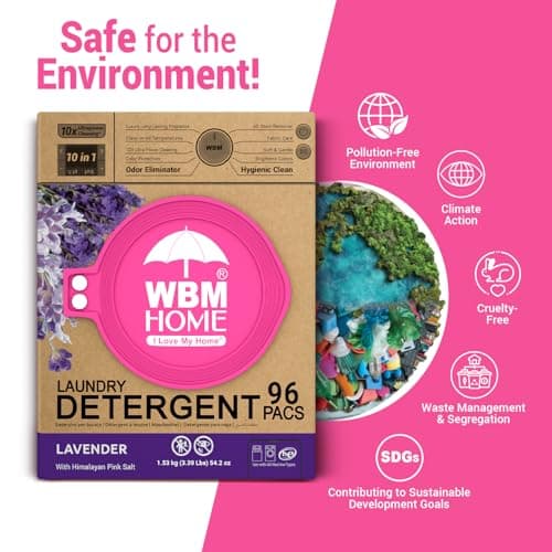 WBM 10-in-1 Laundry Pods with Softener & Scent Booster, 96 Count, High Efficiency (HE), Fabric Softener, Lavender Extracts, Stain Lifter, Eco-Friendly, Gentle, Fresh - Thumbnail 4