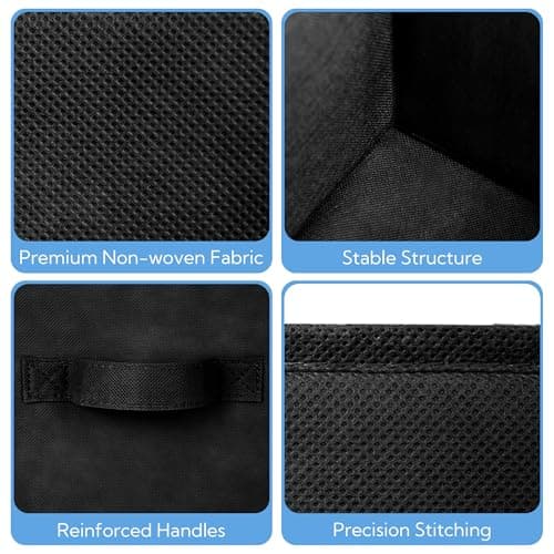 Cupic Cupid 11 Inch Storage Cube, Fabric Cube Storage Bin with Handles, Storage Cube Organizer for Clothes and Toys, Collapsible Cube Bins for Closet, Shelves, Nursery, 6-Pack, Black - Thumbnail 6