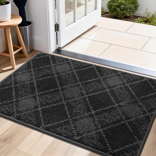 COSY HOMEER Door Mat Non-Slip, Soft Absorbent TPR Backing Doormat for Front Door Inside Entrance, Washable Low Profile Mats for Pets & Family, 20" x 32", Dark Grey - Image 1