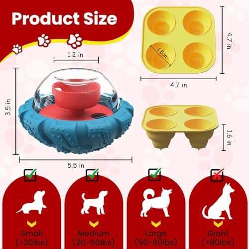 YINEYA Interactive Dog Toy, Puzzle Toy with Adjustable Treat Dispensing & DIY Frozen Treats, Dog Enrichment Toys to Keep Them Busy and Mental Stimulation - Thumbnail 2