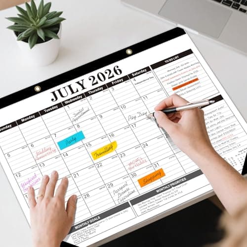 Tcamp Desk Calendar 2026-2027, Large Desktop Calendar 2026-2027 (Jul. 2026 - Dec. 2027), Big 17" x 12" Wall Monthly Calendar with Julian Dates, 18 Months Desk Planner for Home School Office Desktop - Thumbnail 2