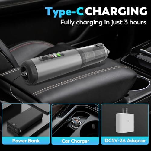 KedeeSparkle 22000Pa High Power Handheld Vacuum Cleaner, 4-in-1 Cordless Car Vacuum & Air Duster with LED Display, USB-C Rechargeable Vacuum for Car Home Office Pet Camping - Thumbnail 4