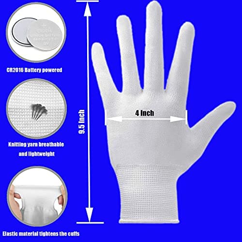GLEDLOVES LED Finger Gloves - Light Up Gloves with 5 Color/6 Mode for Teen & Adult Gifts - Perfect for Halloween & Christmas Party (1 Pair/L) - Thumbnail 3