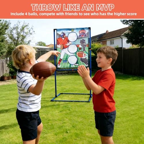 Jahenway Football Toss Game Set with 4 Inflatable Balls – Football Throwing Target Toy for Kids Ages 8-12, Indoor & Outdoor Sports Activity for Boys and Girls Ages 3+ - Thumbnail 3