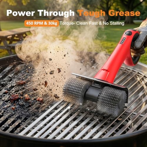 NeatLt Electric Grill Brush for Outdoor Grill, Cordless BBQ Grill Cleaner with Dual Rotating Heads, 450 RPM Motorized Grill Cleaning Brush with Forward & Reverse, 6-Piece Replaceable Brush Set - Thumbnail 2