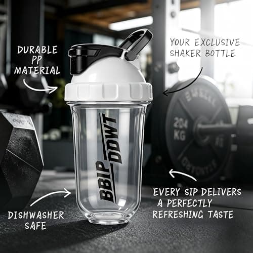 BBIPDDWT Protein Shaker Bottle, White, 20 oz - Thumbnail 5