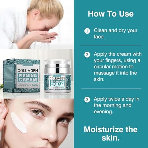 Collagen Cream for Face with Stem Cells Retinol Hyaluronic Acid Niacinamide for All Skin Types, Anti Wrinkle Cream for Women and Men, Skin Tightening & Firming and Neck, Hydrating Face Cream - Thumbnail 6