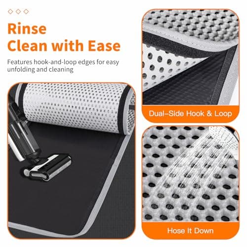 Large Cat Litter Box Mat for Cats, Double Layer Honeycomb Cat Litter Trapping Mats, Waterproof, Urine Proof,Non-Slip Litter Pad for Indoor Kitty Cat Litter Mat, Easy to Clean Grey (33.8'' x 23.6'') - Thumbnail 5