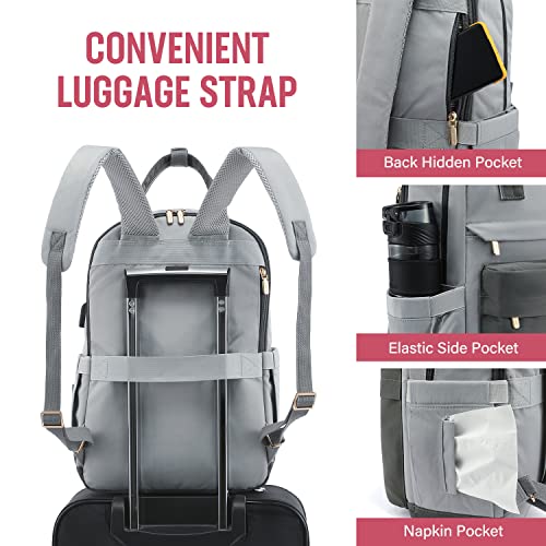 LOVEVOOK Laptop Backpack for Women 15.6 Inch Laptop Bag with USB Port, Fashion Waterproof Backpacks Teacher Nurse Stylish Travel Bags Vintage Daypacks Bookbag for College School Work - Thumbnail 4