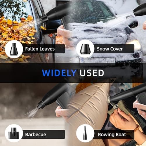 Novyllis Electric Compressed Air Duster Mini Blower Cordless with Computer Vacuum Cleaner kit Lighting 180,000 RPM 5 Speed Handheld 3 in 1 USB-C for pc Keyboards Home Car BBQ Grill - Thumbnail 4