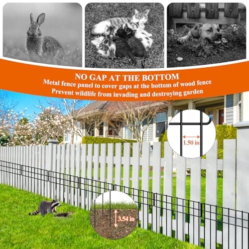 Promitop Decorative Garden Fence 10 Panels, 10.3 ft L x 16.81 in H No Dig Metal Border Fence for Flower Bed, Yard and Patio - Thumbnail 4