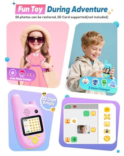 2 Pack Kids Video Walkie Talkies, Dual Camera & Voice Changer, Toys Gifts for Boys Girls 4 5 6 7 8 Birthday Christmas, Rechargeable Long Range Adventure Game Camping Outdoor Indoor - Thumbnail 5