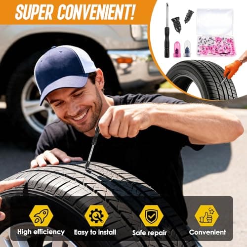 101PCS PCS Tire Repair Rubber Nail, Vacuum Tire Repair Kits Spiral Rubber Nails, Tire Screw Plug Fast Tool Self Service Tire Repair Nail for car, Motorcycle, Truck, Tractor Tire Puncture Repair - Thumbnail 2