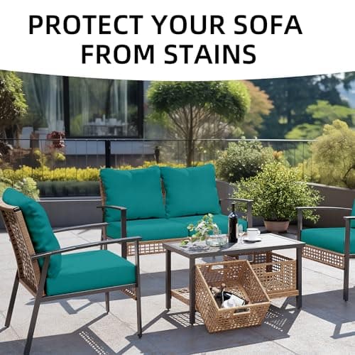 SUKAIKEQA Outdoor Cushion Covers Set,8PCS Patio Furniture Couch Seat Slipcovers, Replacement for Sofa Sectional Chair(Cover，Only) - Thumbnail 4