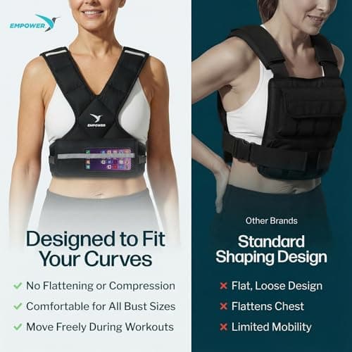 Empower Weighted Walking Vest for Women – Strengthen Muscles, Boost Bone Health, and Burn More Calories, 10lb Adjustable Weighted Vest, 4-in-1 with Removable Weights (4lbs, 6lbs, 8lbs or 10lbs) with Mesh Phone Storage Pocket - Thumbnail 4