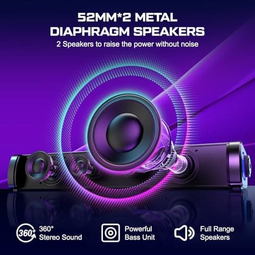 OFFSIR Computer Speakers for Desktop, Gaming Speakers with Touch Lights PC Speakers with Surge Clear Sound, USB Powered for Computer Desktop PC Laptop Monitor - Thumbnail 3
