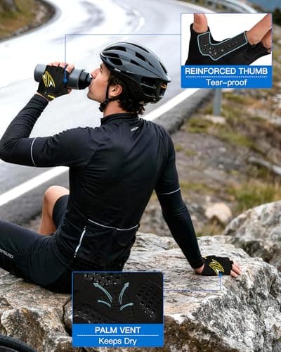 Cycling Gloves for Men/Women Bike Gloves -[6MM Gel Pad] Half Finger with Shock-Absorbing, Anti-Slip for Cycling, Workout, Gym, Training, Weight Lifting, Outdoor, Dirt Bike, Mountain Bike, Riding,Gym - Thumbnail 5